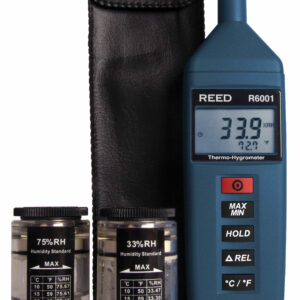 Digital thermohygrometer with calibration salts