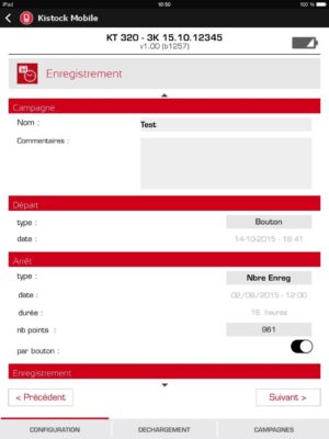Application mobile pour enregistreurs Kistock classe 320 – Image 2